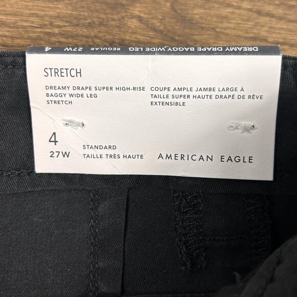 American Eagle Pants Womens 4 27W Black Dreamy Drape High Rise Wide Leg Cargo - Picture 3 of 9